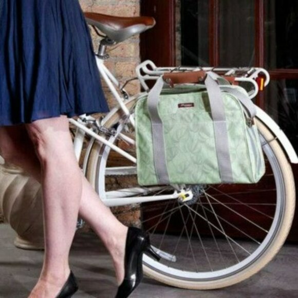 Po Campo Fanfare Loop Single Pannier Bike Commuter Bag Shoulderbag Green Floral - Picture 1 of 12